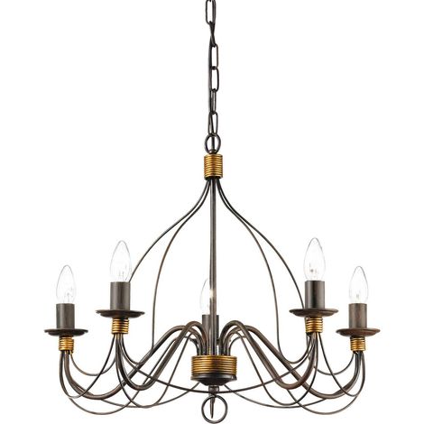Ideal Lux Corte - 5 Light Chandelier Rust Brown Finish, E14