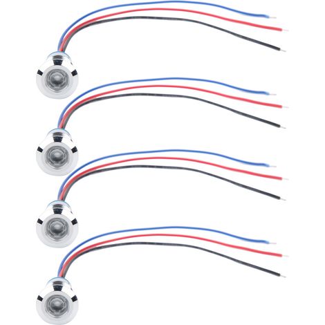 4er-Set wasserdichte LED-Anzeigeleuchten mit gemeinsamer Anode für industrielle Steuerungskomponenten, 12 mm, 110–220 V, rot und blau (1/5)