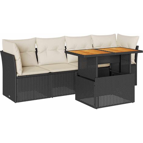 Maison Exclusive - Set Divani da Giardino 5 pz con Cuscini in Polyrattan Nero (1/5)