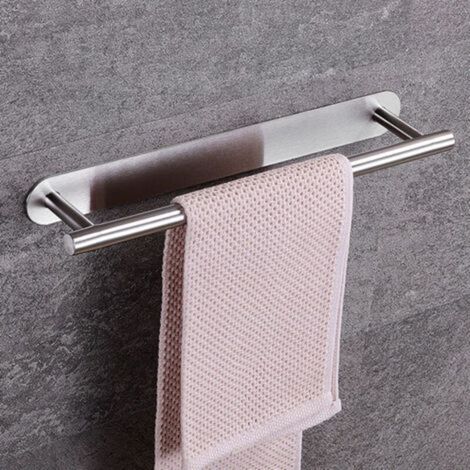 Wall-Mounted Towel Rail 40cm - Rust-Free Stainless Steel - Towel Bar Suitable for Bathroom or Kitchen - Robust 3M Self-Adhesive