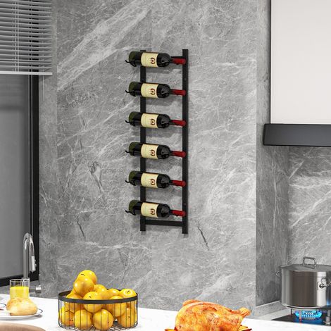 Porte Bouteille Mural Métallique 73 cm Casier/Étagère à Vin pour 6 Bouteilles pour Cuisine Salle à manger Cave et Bar CW7202 Maison Chic (1/3)