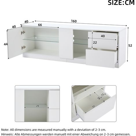 Meuble TV 160x40x52 cm, buffet brillant avec éclairage LED, console basse compatible écran 65 pouces, idéale pour salon et chambre. (1/5)