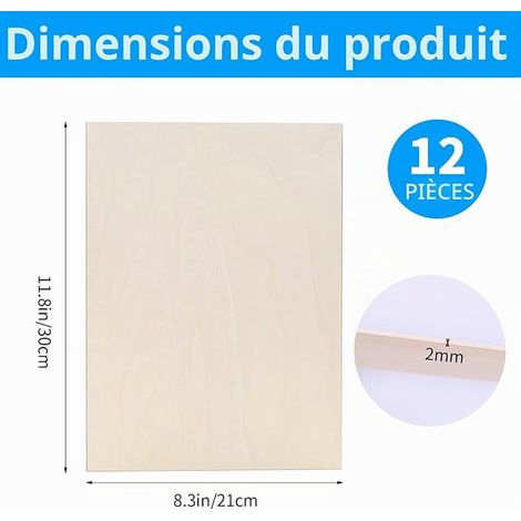 Lime Plywood A4 2mm, 30 x 21 cm Wooden Panels for DIY, Pyrography, Modelling, Engraving, Laser Cutting, Painting, Decoration, DIY Crafts, 2mm (1/3)
