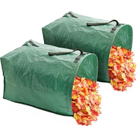 Sacs de jardin (Lot de 2) - Sac à feuilles robuste avec poignées renforcées - Conteneur à déchets de jardin pliable de 200 L (1/5)