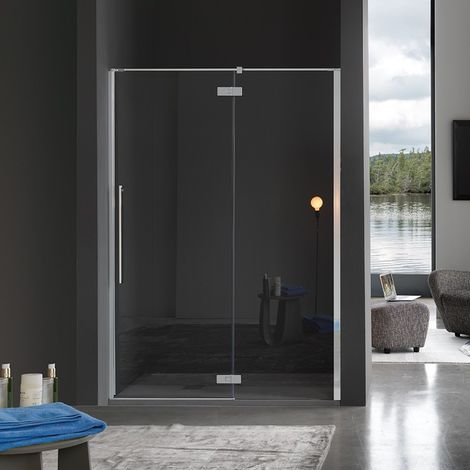 Samo - Paroi de douche à porte pivotante 87,5 - 90,5 cm Profilé chromé brillant verre transparent Droite - ZENITH