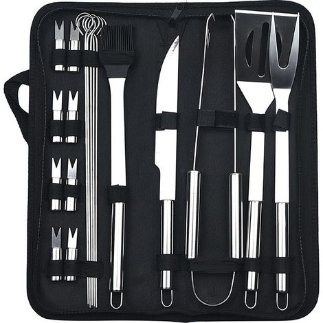 20-teiliges Grillwerkzeug-Set – Professionelles Grillzubehör-Set zum Kochen im Freien, Camping, Grillen, Räuchern