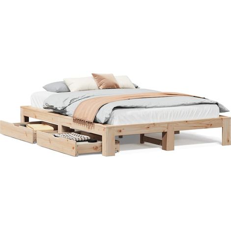 Maison Exclusive - Cadre de lit sans matelas 140x190 cm bois de pin massif (1/5)