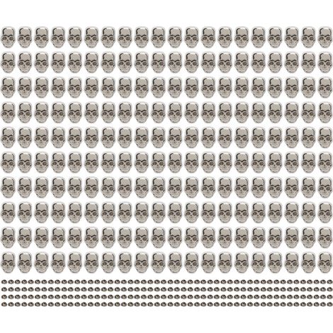200 Rivets Tête de Mort Style Gothique, Accessoires à Clous pour Chaussures Vêtements Sacs DIY, Argenté (1/5)