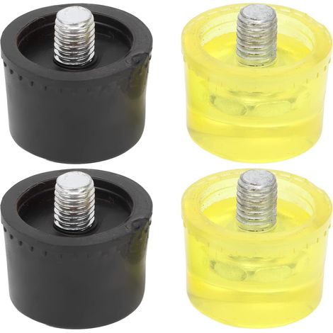 Lot de 2 têtes de frappe en caoutchouc, embouts de rechange pour marteau, accessoires pour maillet, jaune et noir (Φ25mm) (1/5)