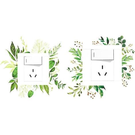 Feuille Verte Interrupteur Autocollant 2 Pièces Amovible Plante Lumière Interrupteur Décor Décalcomanies Bricolage Mur Art Autocollants (1/5)