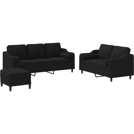 Maison Exclusive - Set Divani 3 pz con Cuscini Nero in Tessuto (1/5)