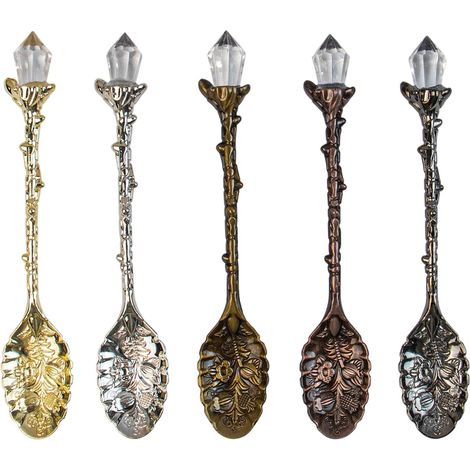 Vintage engraved café cuillère à dessert lot, crème glacée cuillère (1/5)