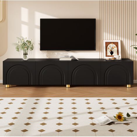 Meuble TV 180 x 35 x 40 cm 4 portes noir OKMYHOME (1/5)