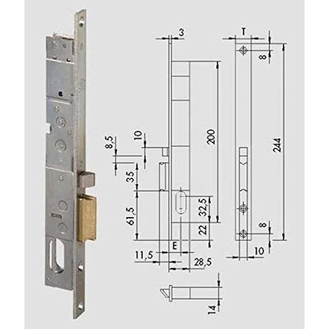 SERRATURA MONTANTE INFILARE ELETTRICA 14020 CISA - B.Q ZINCATO F.MM 16 F.OVALE+SCR E.MM 15 SX - 1 pezzo