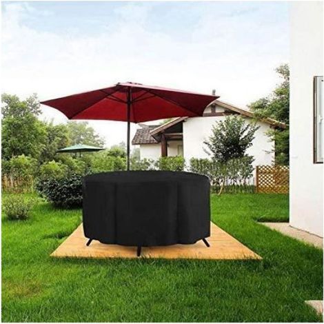 Housse de Protection - Table Ronde - Tissu Oxford 210D - Imperméable Anti-UV - Pour Salon de Jardin - 120 x 75 cm (1/4)