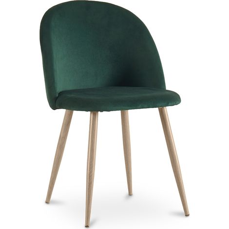 Sedia da pranzo - imbottita in velluto - Stile scandinavo - Evelyne Verde scuro (1/5)
