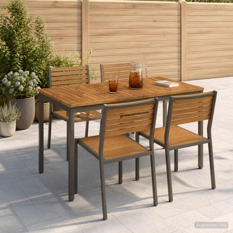 vidaXL Tavolo da cena da giardino Naturale e Caffè 108,5 x 55 x 75 cm