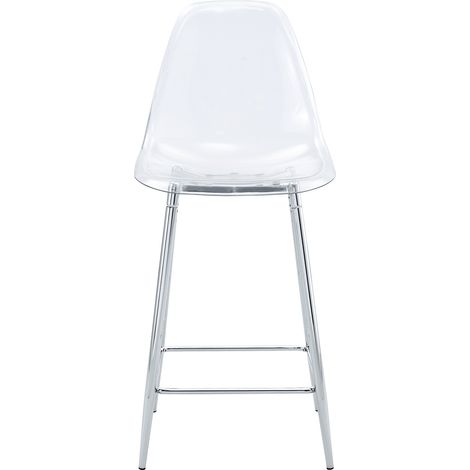 2er Set Barhocker aus Kunststoff mit Metallgestell, Transparente Sitzschale, für Küche und Bar, Silber (1/5)
