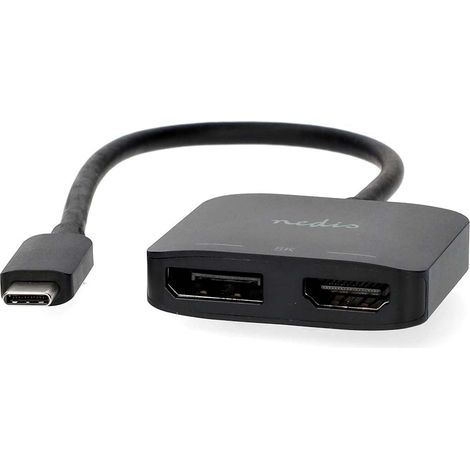 Adaptateur USB-C™  USB 3.2 Génération 1  USB-C™ mâle  Sortie DisplayPort femelle/HDMI™  8K à 30 Hz  0,20 m  Rond  Nickelé  Noir  Boîte
