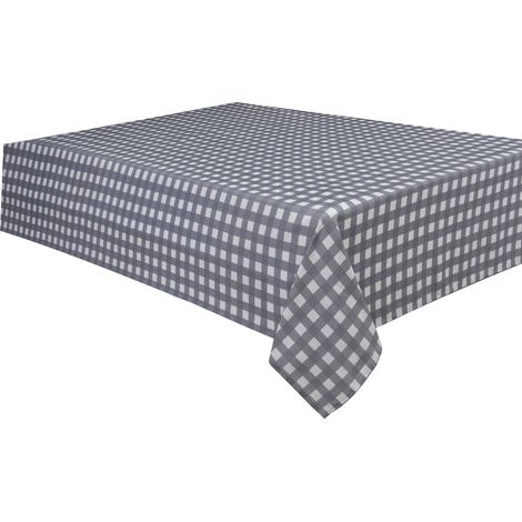Nappe décorative imprimée Vichy 100% Coton Demi-Panama pour Table de Salle à Manger Durable et résistante aux Taches Gris 137 x 178 cm (1/4)