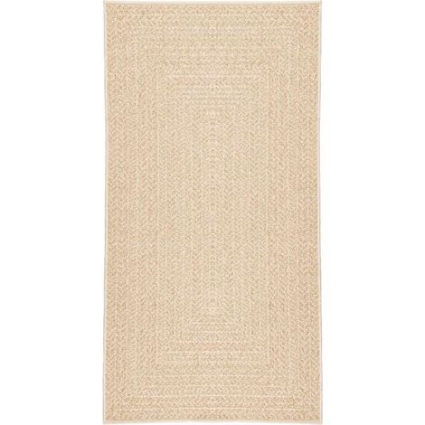 Tapis beige ZIZUR, 60x110 cm, texture jute, convient à une utilisation intérieure et extérieure. (1/5)