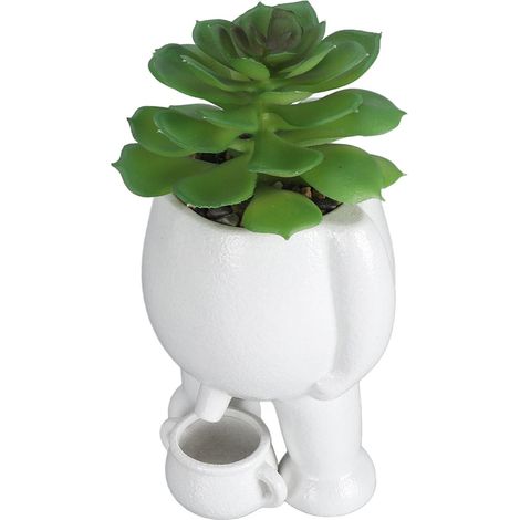 Pot de Plante Pipi, Simulation en Céramique, Petit Homme Pipi Pot de Jardinière Succulente Pot de Fleur Décoratif pour Bureau à Domicile (White) (1/5)