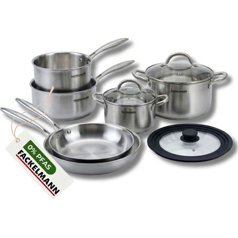 Poêles à Frire 20 28 cm, Casseroles 14 18 cm, Faitouts 20 24 cm inox 18/10 Triply et Couvercle Fackelmann Vita3 (1/5)