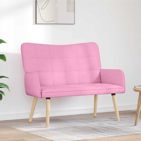 Canapé 2 places en tissu polyester rose, structure métal et bois, 115 x 61 x 87 cm - PANGIVO (1/5)