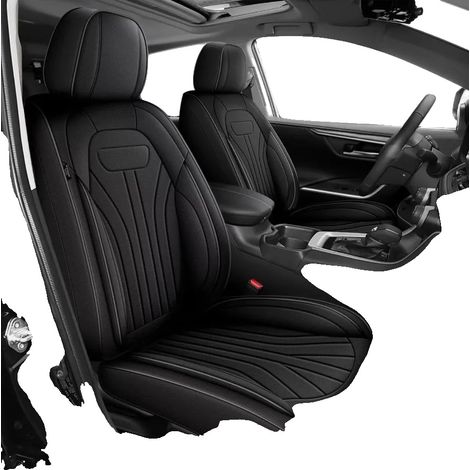 Fundas de asiento, piel sintética, protección impermeable, color negro. (1/2)