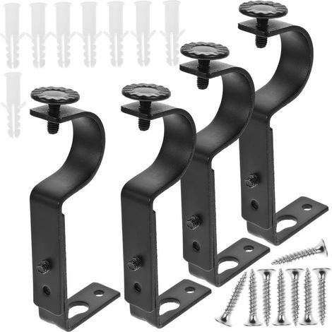 4 pièces Support de Tringle à Rideaux Réglable Fixation Murale Robuste pour Tringles Simples et Doubles Accessoires pour Rideaux Installation Facile pour Salon et Bureau (1/5)