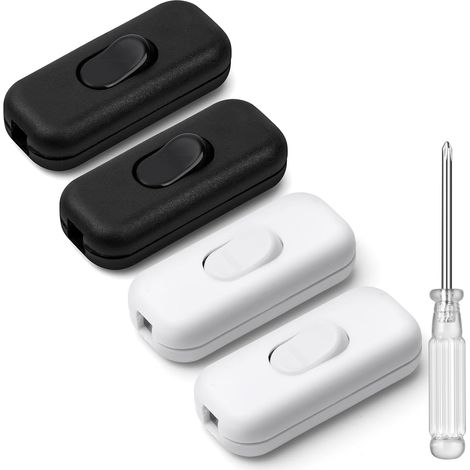 Interrupteur Bipolaire - Lot de 4 - PC - 250V 6A - Pour Lampe et Petit Appareil - Noir