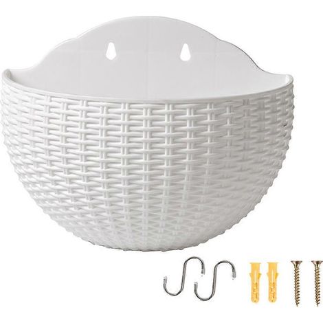 Blanc mur jardinière mural jardinière Semi Circular Fence jardinière avec évacuation et Hooks mural jardinière (1/5)