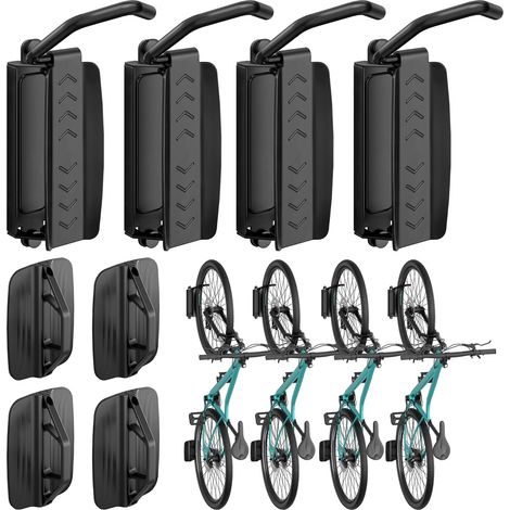 Support Mural Vélo Pivotant, 35 kg, 4 Pièce Support Mural Vélo Réglable pour Garage, Gain de Place, Support Robuste, Noir (1/5)