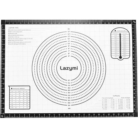 Antidérapant Tapis Silicone Patisserie: 71 x 51 cm Tapis de Cuisson pour Four - Feuille de Cuisson Patisserie avec Mesures - Plaque Silicone Patisserie pour Pizza/Biscuit/Pâte (Noir) (1/5)