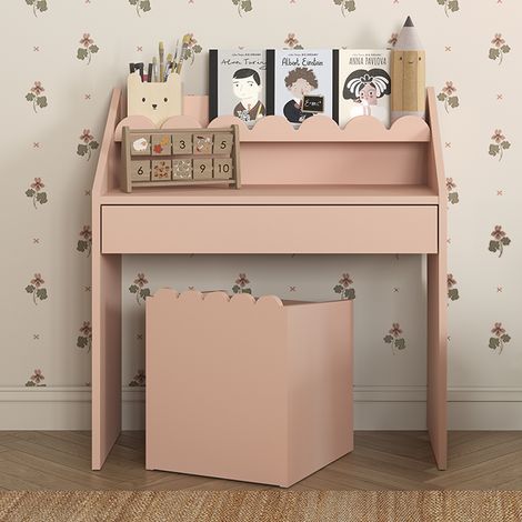 Escritorio de 1 cajón con silla Bellamy Book Nook Rosa