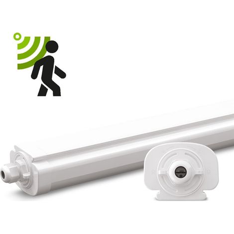 Reglette LED étanche RENO 36W 120cm IP65 avec détecteur hyperfréquence pour parking et entrepôt