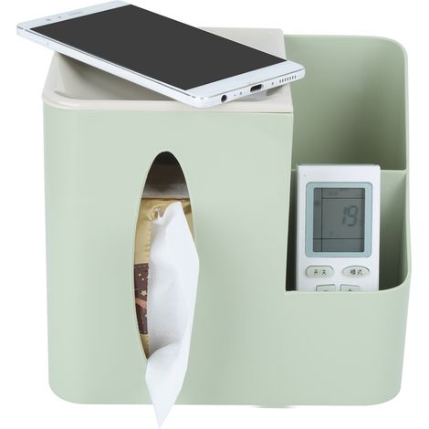 Aufbewahrungsbox mit mehreren Fächern für Fernbedienungen und Taschentücher für das Wohnzimmer (grün) (1/5)