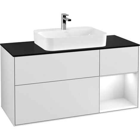 V&B Waschtischunterschrank Wandbeleuchtung Finion 120cm, Pl b m, Reg re glo wh., wh. m Lac (1/2)