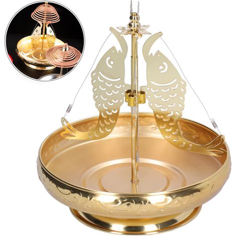 Porte-encens en acier inoxydable doré, support pour spirales anti-moustiques, plaque porte-encens pour la décoration intérieure (1/5)