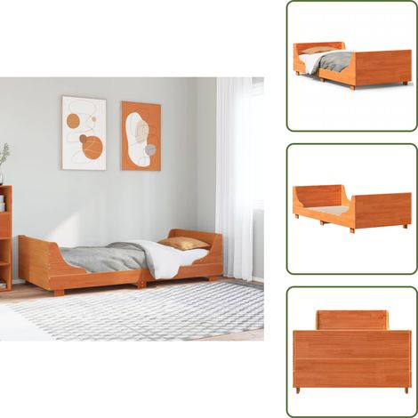 The Living Store Massivholzbett ohne Matratze Wachsbraun 75x190 cm Kiefernholz - Kiefernholz Bett (1/5)