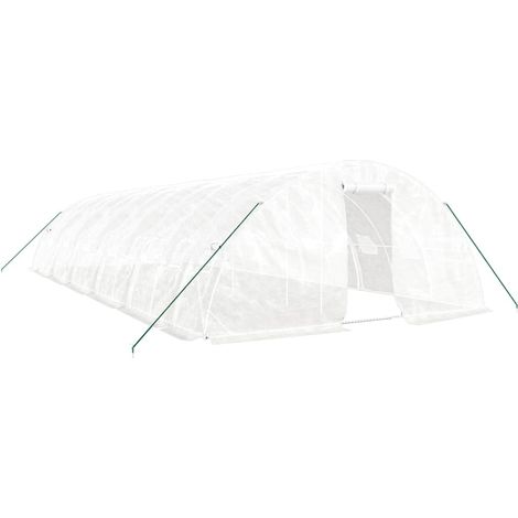 Serre tente abri plante fleur légumes avec cadre en acier 60 m² 12 x 5 x 2,3 m blanc (1/5)