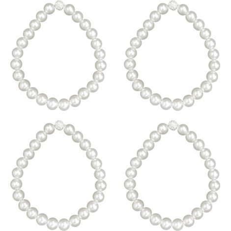 Attache Rideau Magnetique - Perle ABS Blanche avec Strass - 40 cm et 25 cm - Pour Rideaux Epais ou Légers - 4 Pièces (1/5)