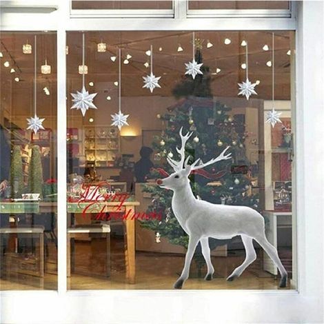 NoëL Autocollants Fenetre NoëL Stickers Décoration DIY Fenêtres Stickers Blanc Wapiti Autocollant Amovibles Statique Autocollants DéCalcomanie (NoëL) (1/5)