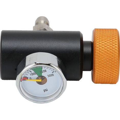 Ortviai Adaptateur CO2 pour SodaStream – Valve réglable en alliage d’aluminium doré avec manomètre 3000 psi et raccord mâle 8 mm (1/4)