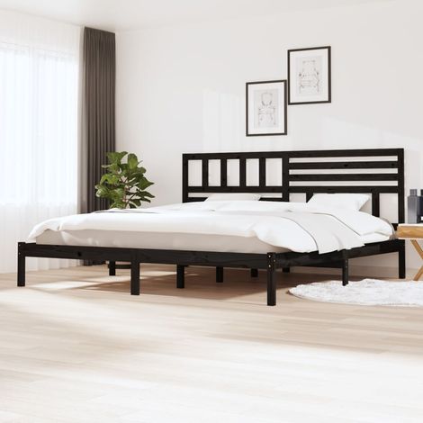 Bed Frame  Black  Solid Pine Wood  200x200 cm  Durable  Rustic vidaXL (1/5)