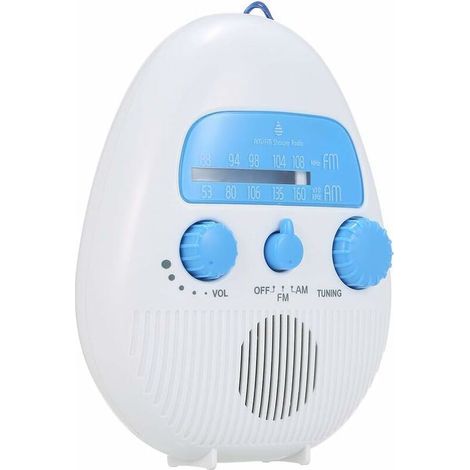 Mini Shower Radio, Waterproof Bathroom Radio, Battery-Operated FM/AM Radio (1/5)