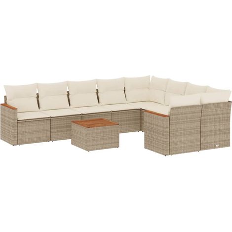 Maison Exclusive - Juego de sofás jardín con cojines beige 10 pza (1/5)