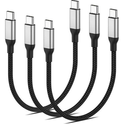 Câbles USB C -KAL-Lot De 3 Câbles Usb C Vers Usb C,Courts,20Cm,Pd 60W,Charge Rapide,Compatible iPhone 15/15 Pro Max,MacBook (1/5)