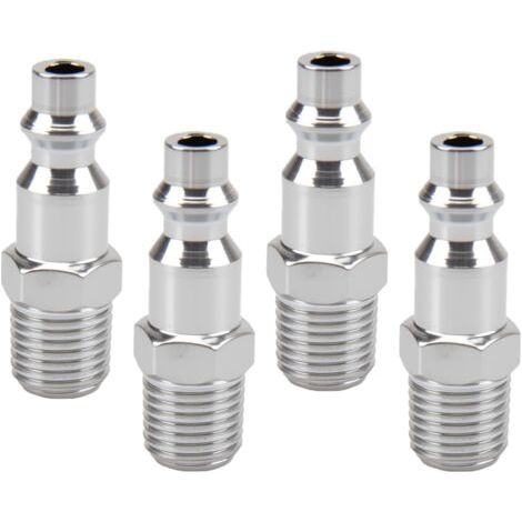 Raccord Rapide Air Comprimé, 4 Pièces Raccord Rapide 1/4 Mâle Américai, Américain Embout Compresseur Air pour Air Comprimé et Raccord de Tuyau Compresseur Raccord Pneumatique