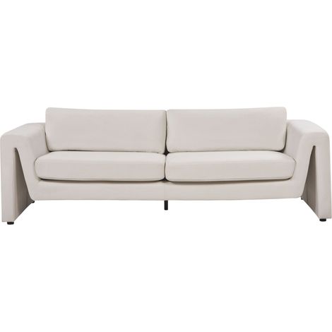 Sofa 3-Sitzer MAUNU Samtstoff Hellbeige